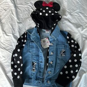 Denim/sweatshirt Minnie Mouse jacket. Size 6 girls.
